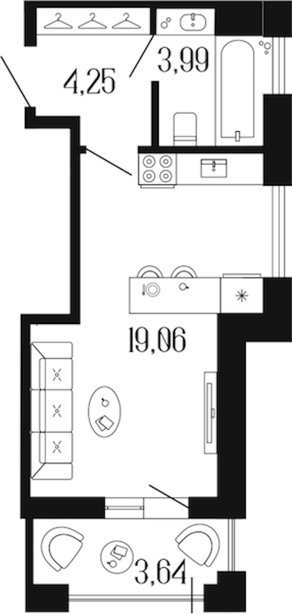 Квартира студия 29.12 м², 6/12 эт., ЖК «Коллекционный дом 1919»
